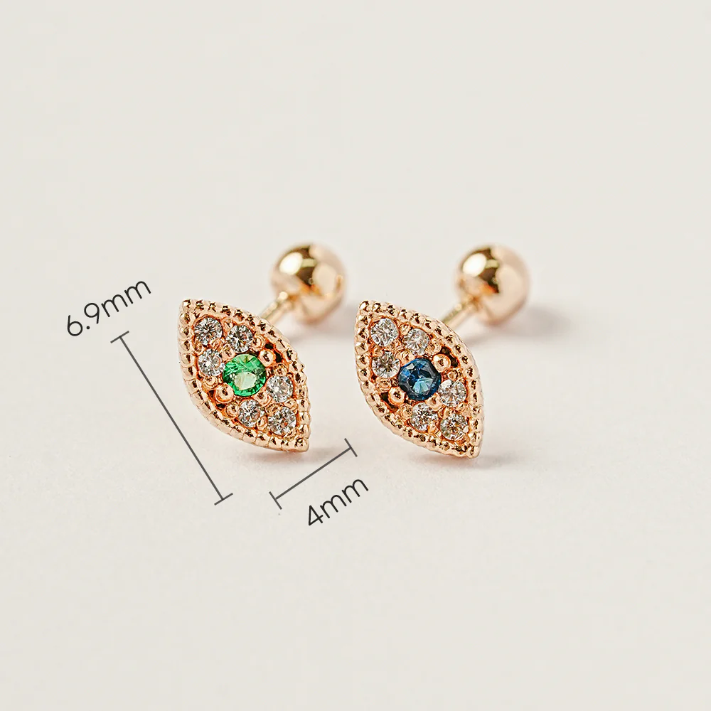 14K Gold Evil Eye Rook Cartilage Earring 20G18G - Image 12