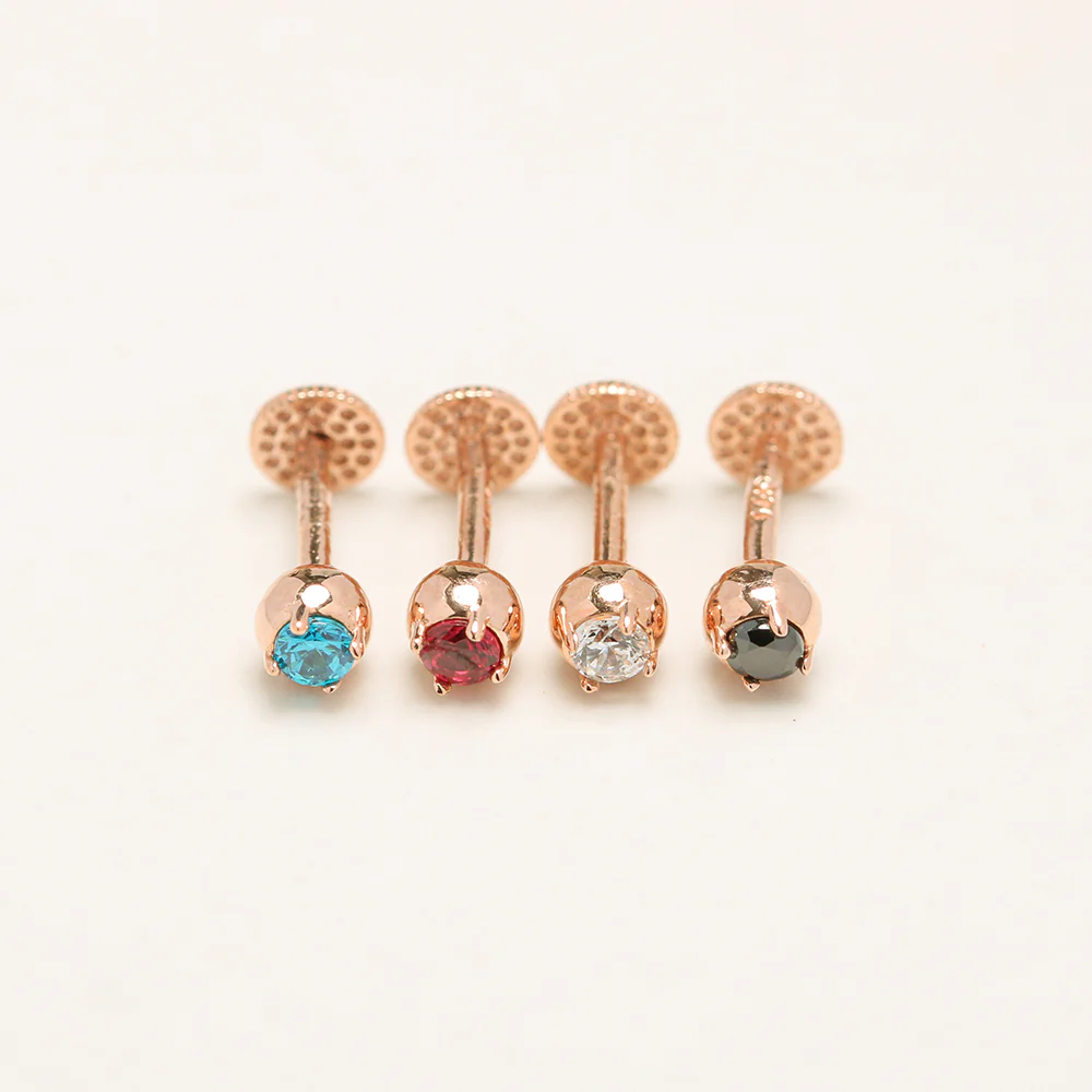 14K Gold Eyes Color Cubic Ball Labret Piercing 18g16g - Image 15