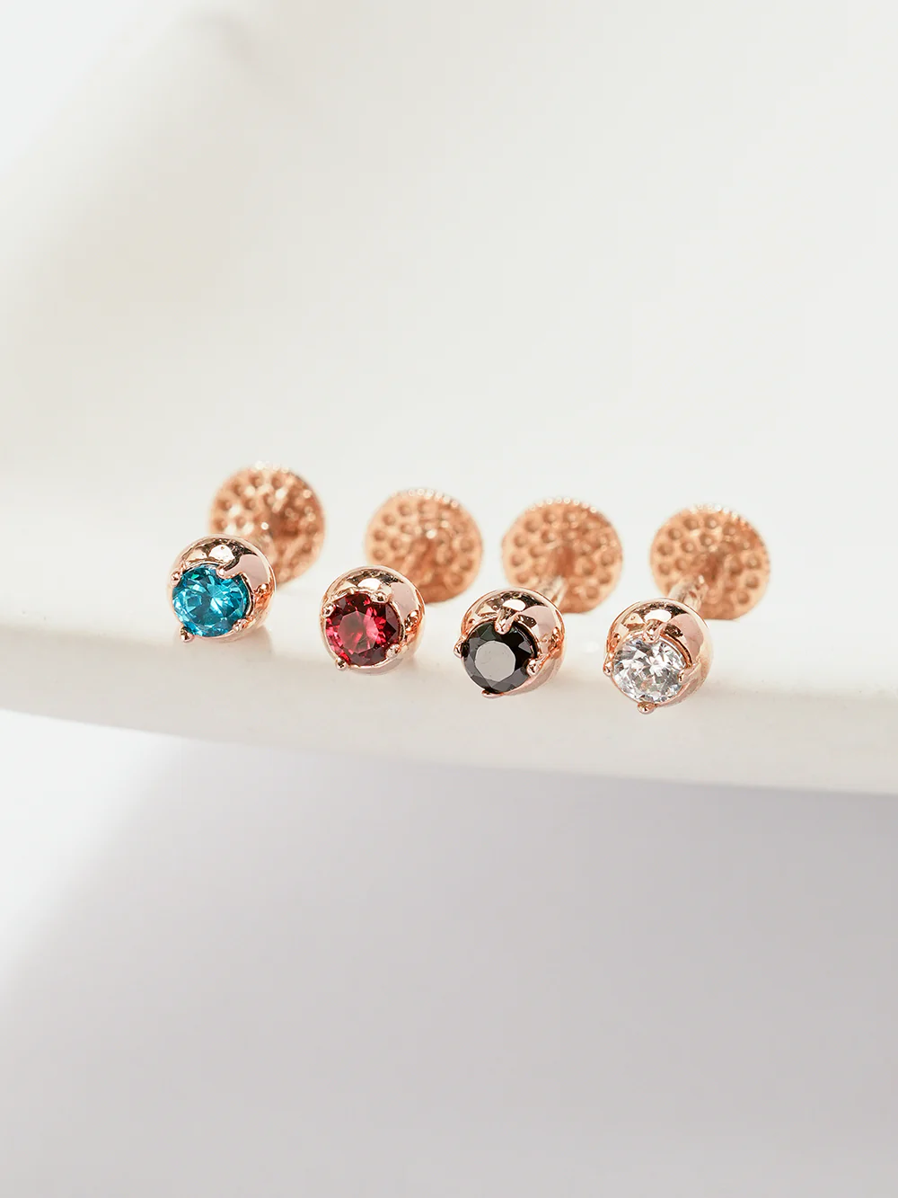 14K Gold Eyes Color Cubic Ball Labret Piercing 18g16g - Image 5