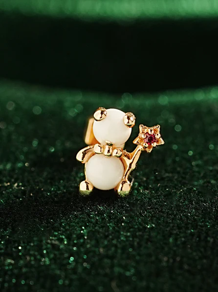 14K Gold Fairy Bear Cartilage Earring 18G