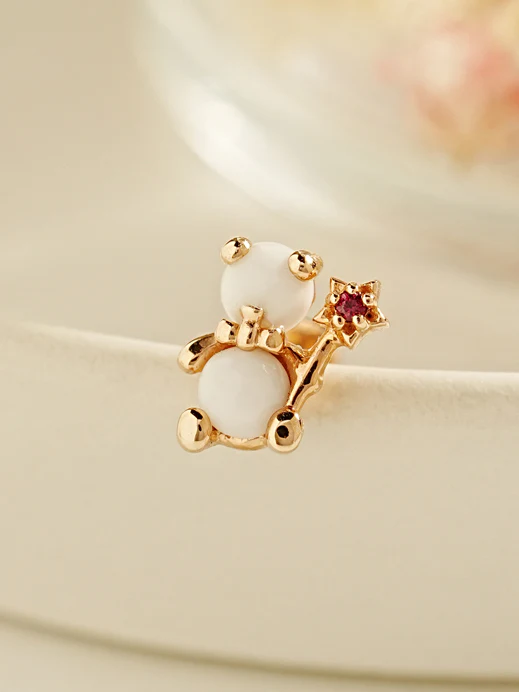 14K Gold Fairy Bear Cartilage Earring 18G - Image 3