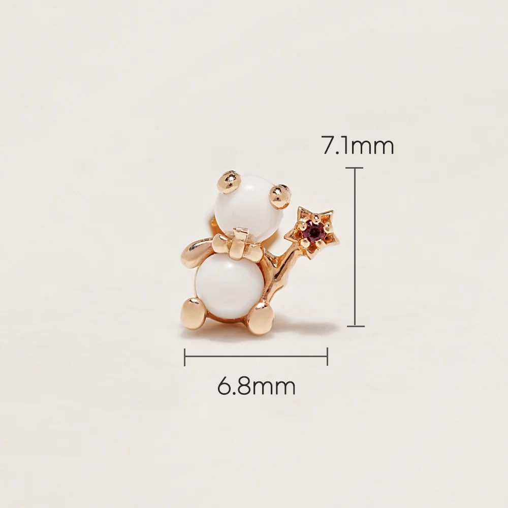 14K Gold Fairy Bear Cartilage Earring 18G - Image 6