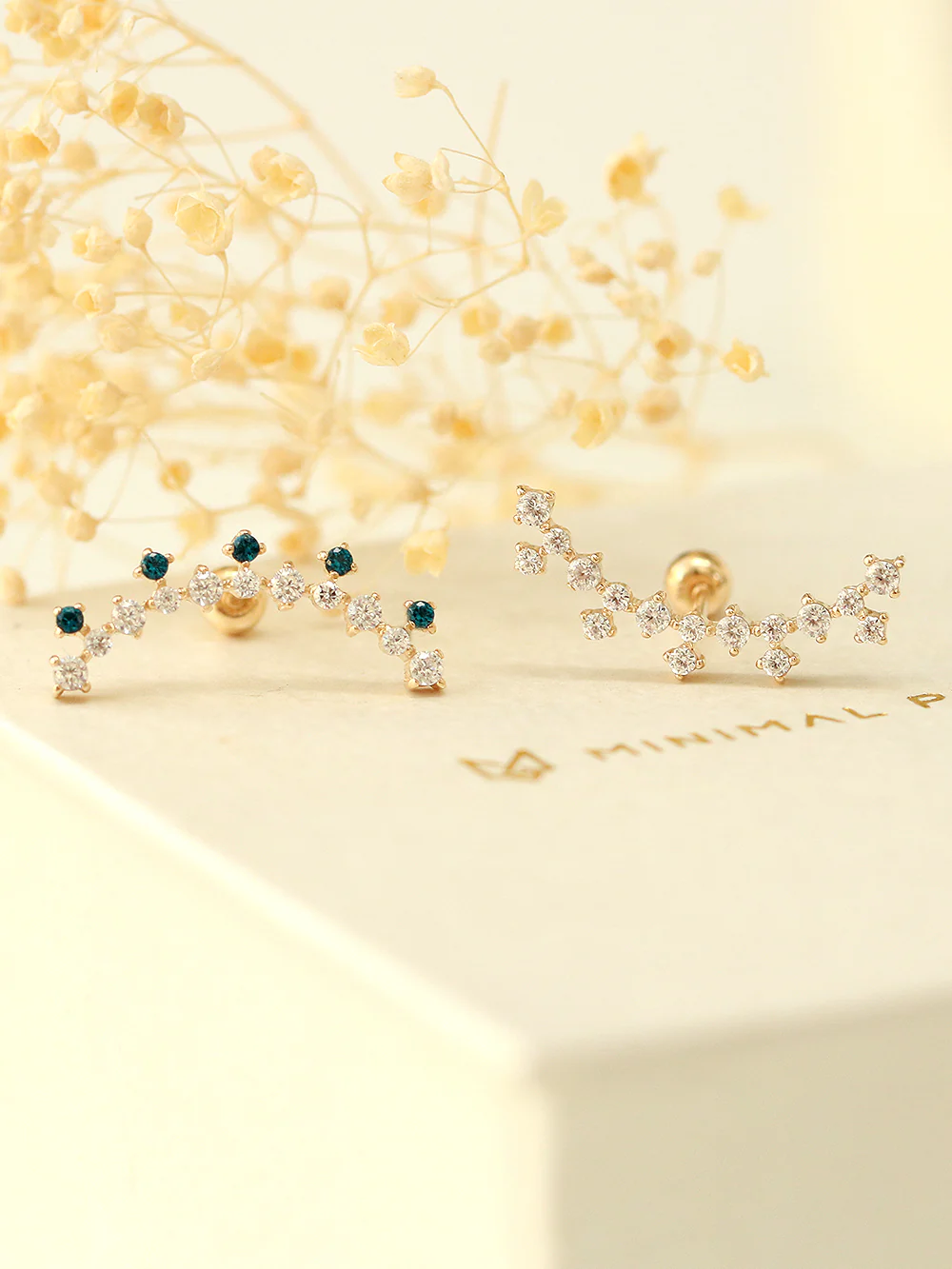 14K Gold Crown Long Curve Cubic Cartilage Earring 20G18G - Image 10