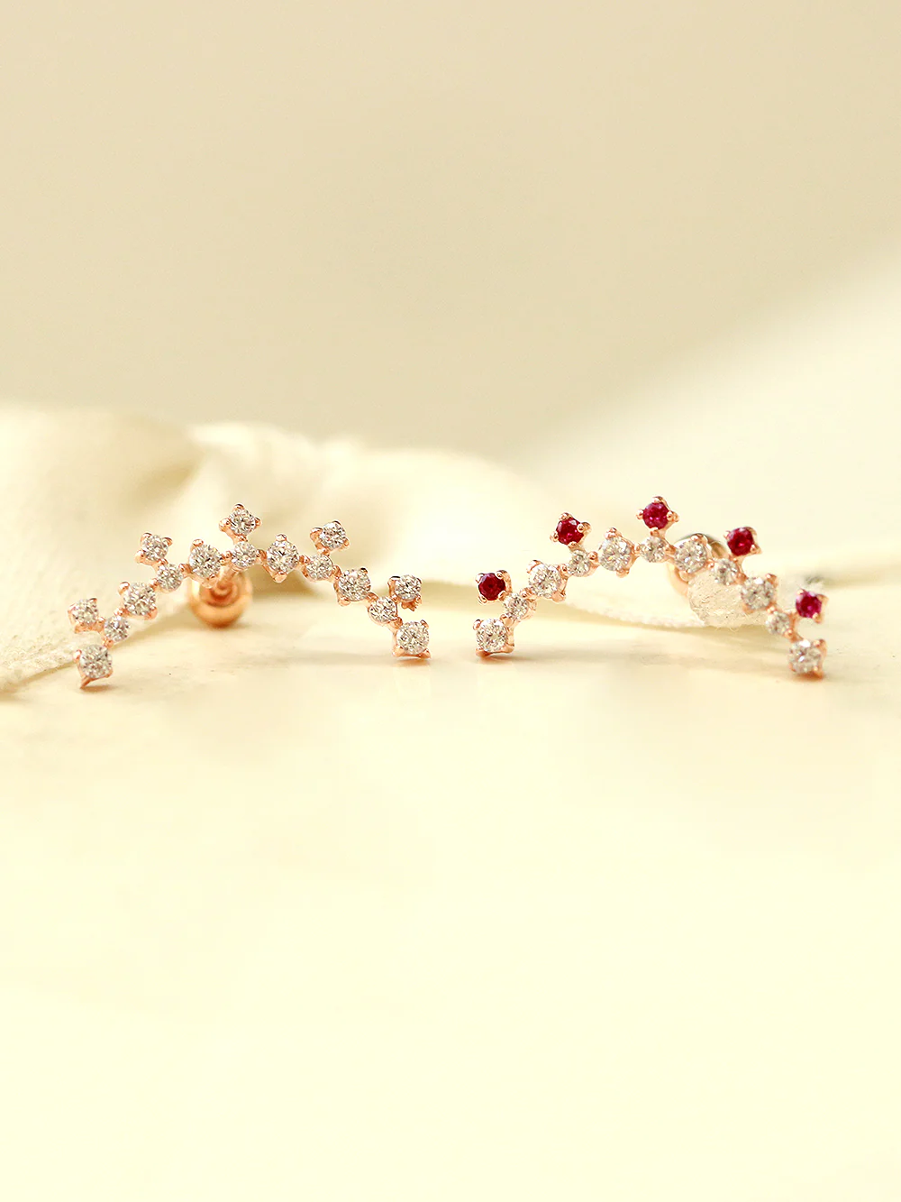 14K Gold Crown Long Curve Cubic Cartilage Earring 20G18G - Image 14