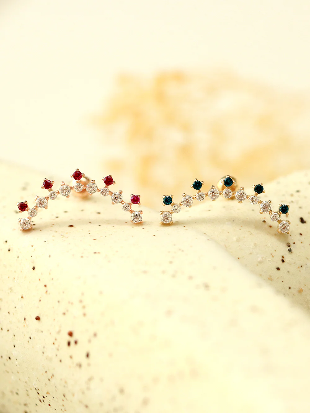 14K Gold Crown Long Curve Cubic Cartilage Earring 20G18G - Image 7
