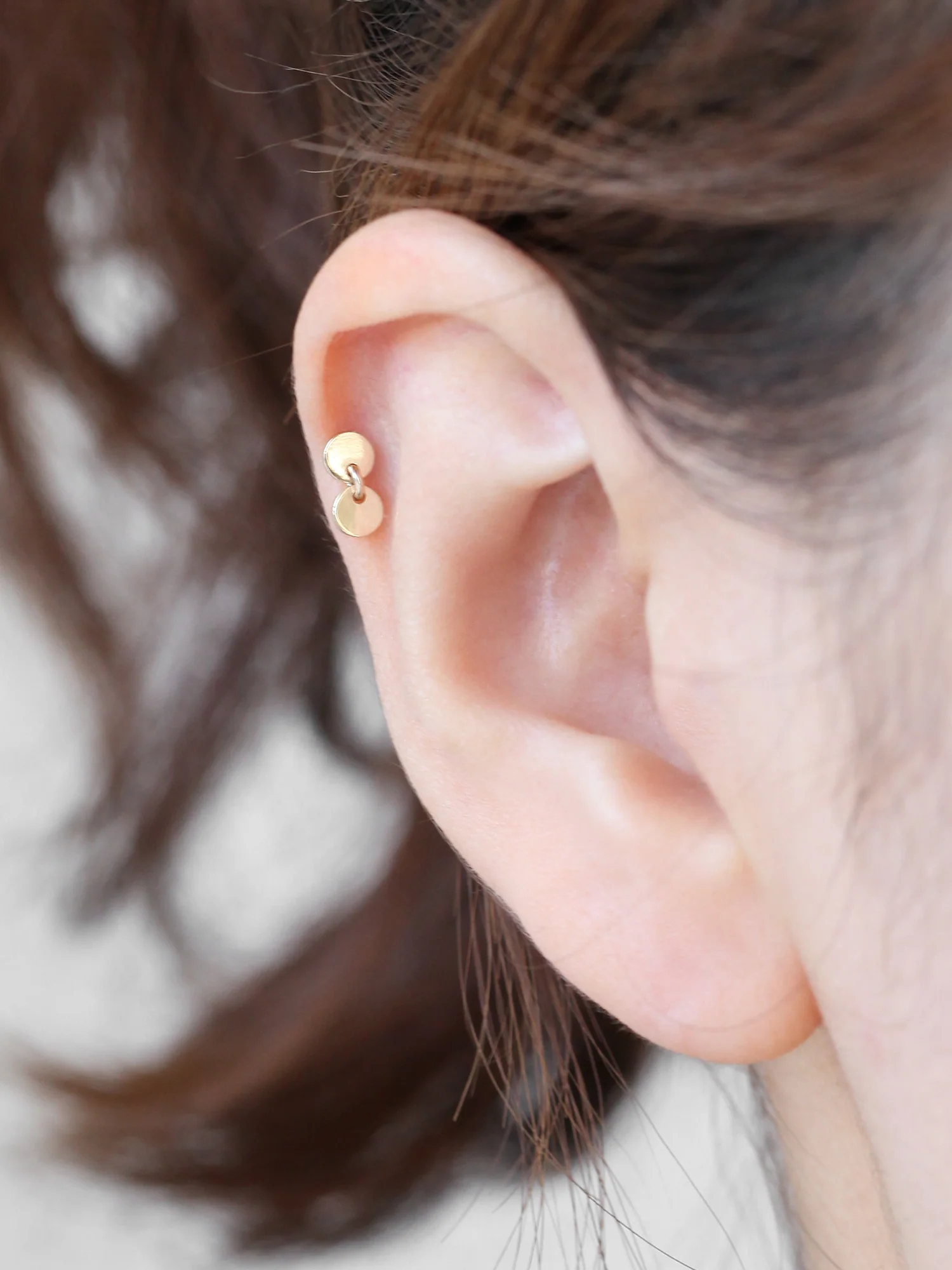 14K Gold Twin Dangle Cartilage Earring 18G16G - Image 6