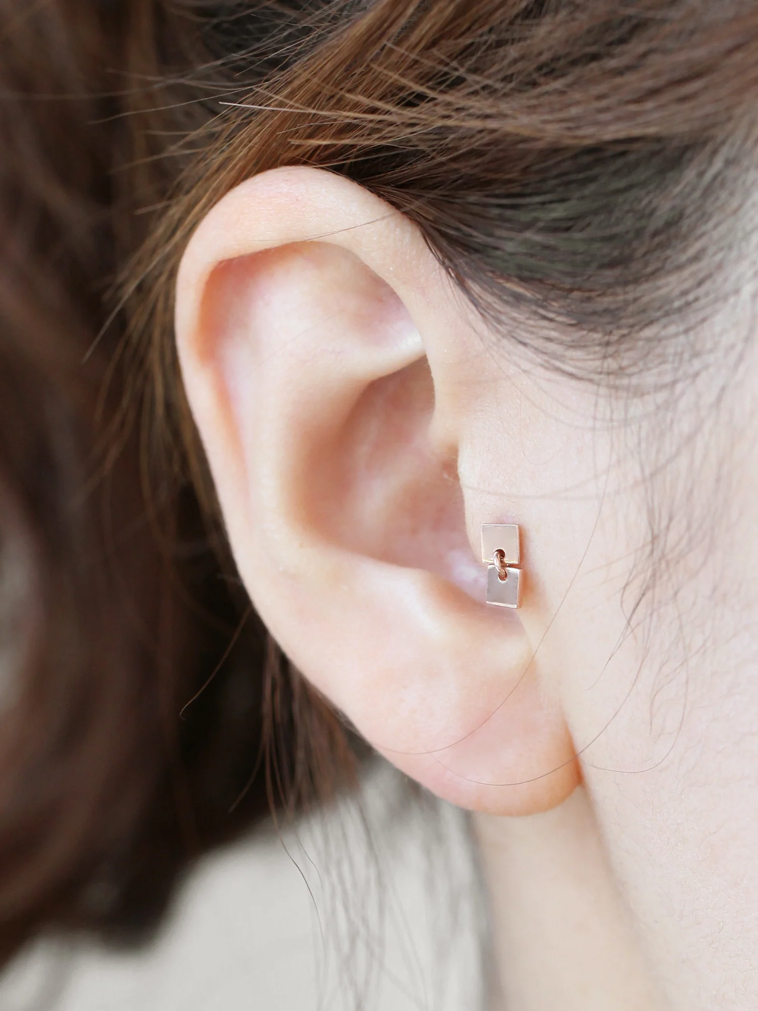 14K Gold Twin Dangle Cartilage Earring 18G16G - Image 8