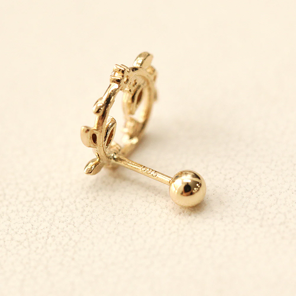 14K Gold Wreath Flower Cartilage Earring 20G18G16G - Image 10