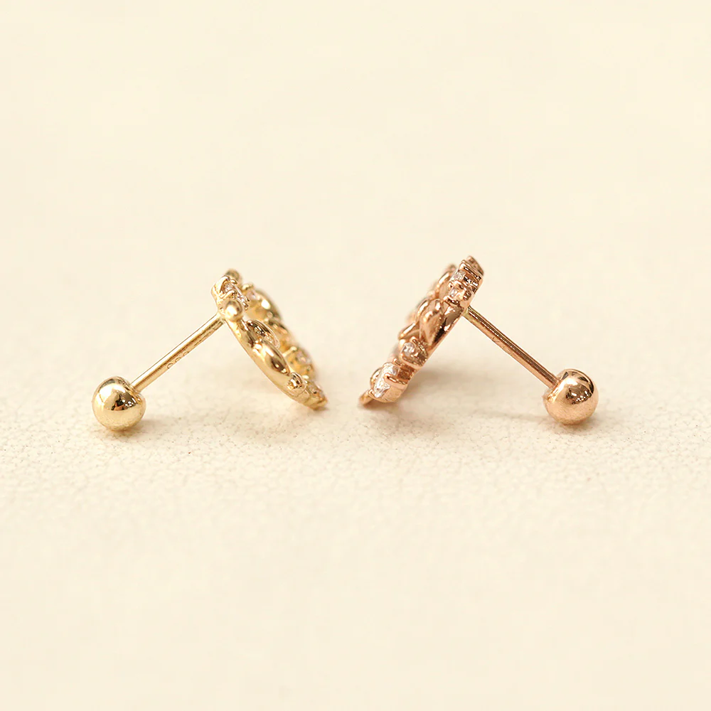 14K Gold Wreath Flower Cartilage Earring 20G18G16G - Image 11
