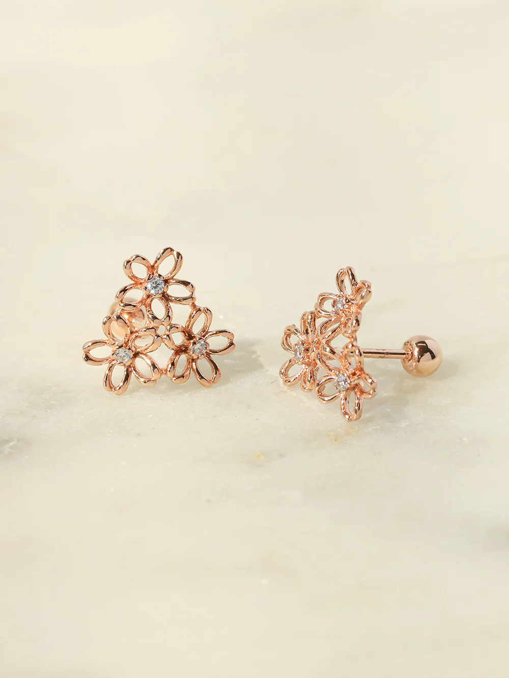 14K Gold Flower Garden Cartilage Earring 20G18G16G - Image 11