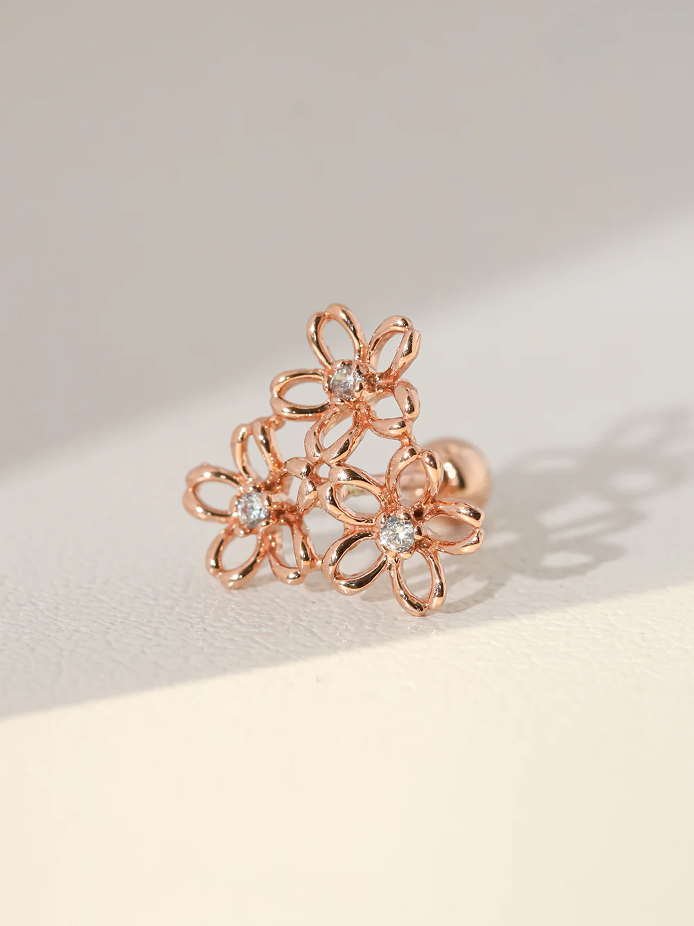 14K Gold Flower Garden Cartilage Earring 20G18G16G - Image 12