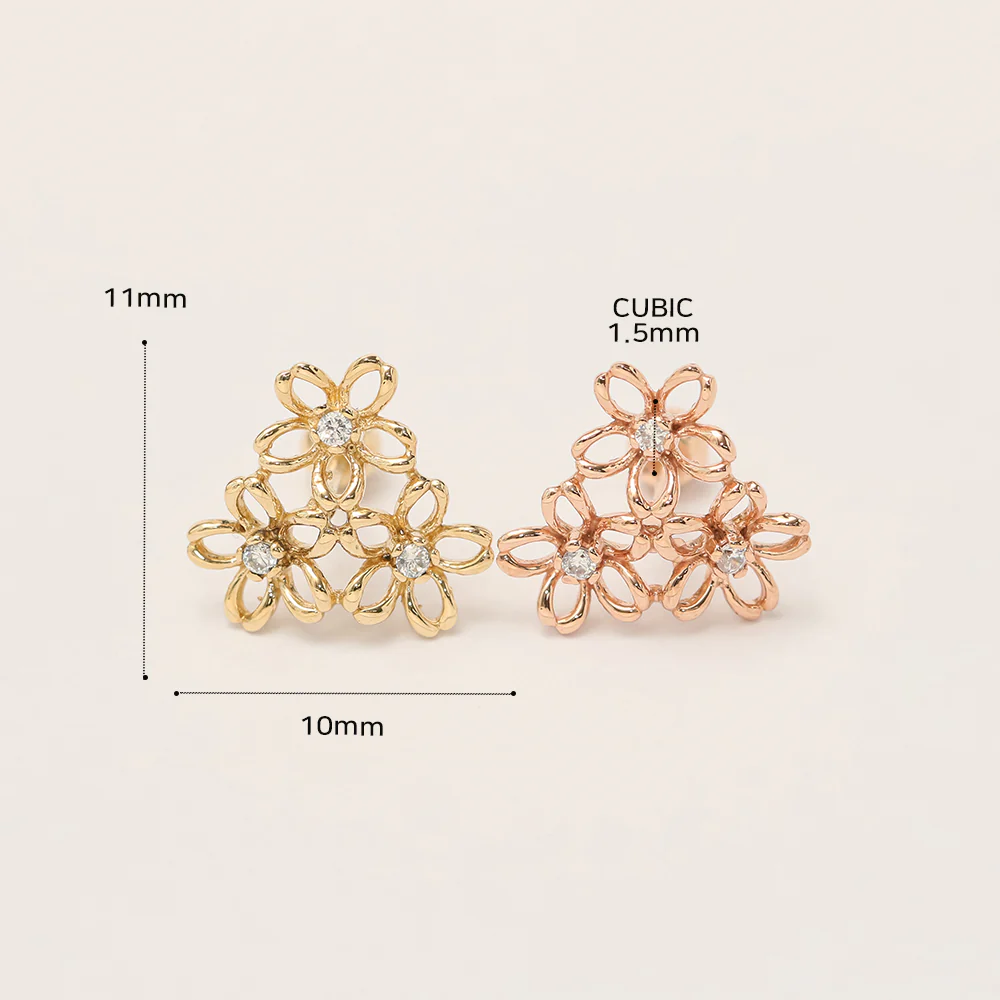 14K Gold Flower Garden Cartilage Earring 20G18G16G - Image 14