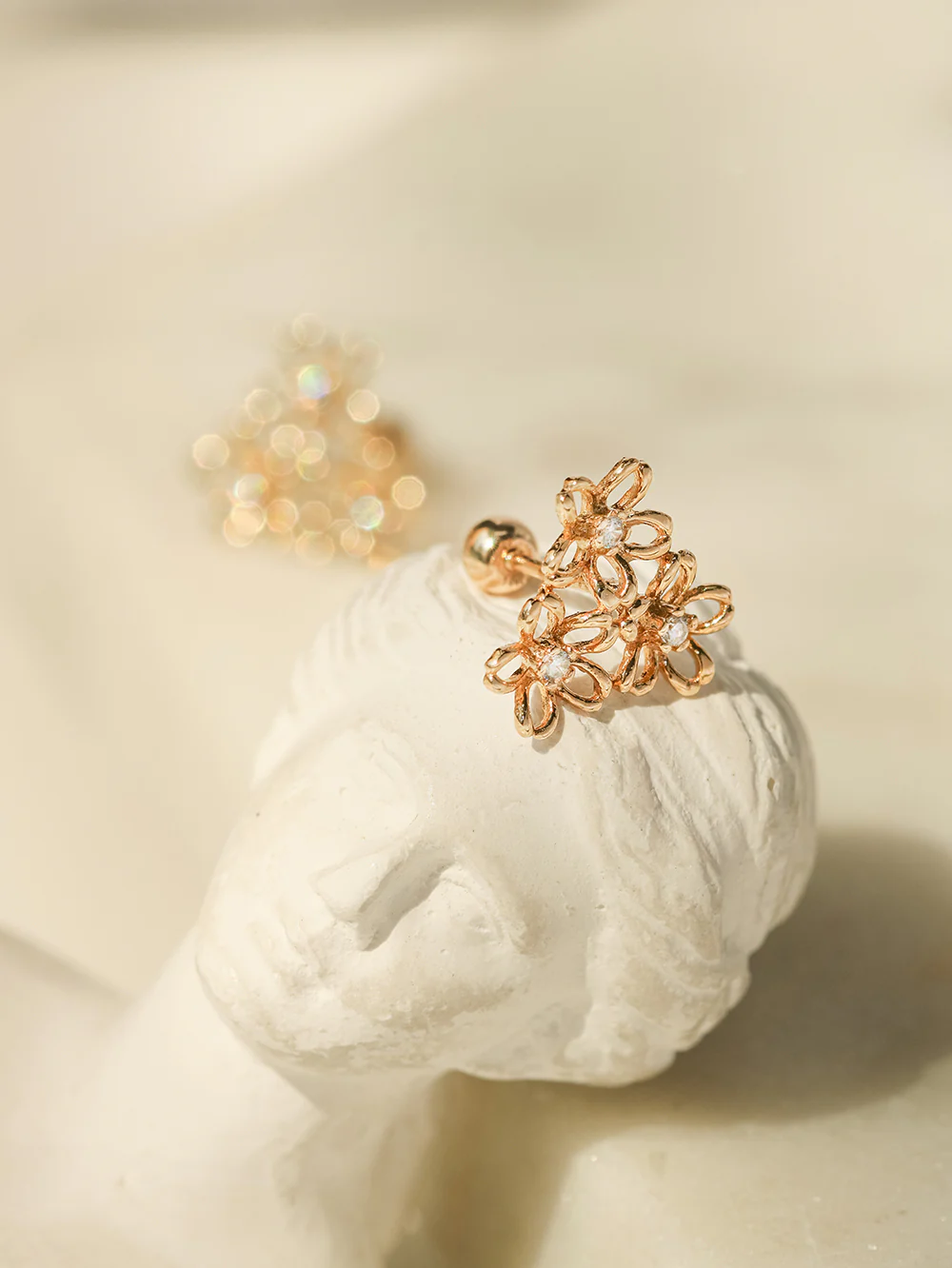 14K Gold Flower Garden Cartilage Earring 20G18G16G - Image 7