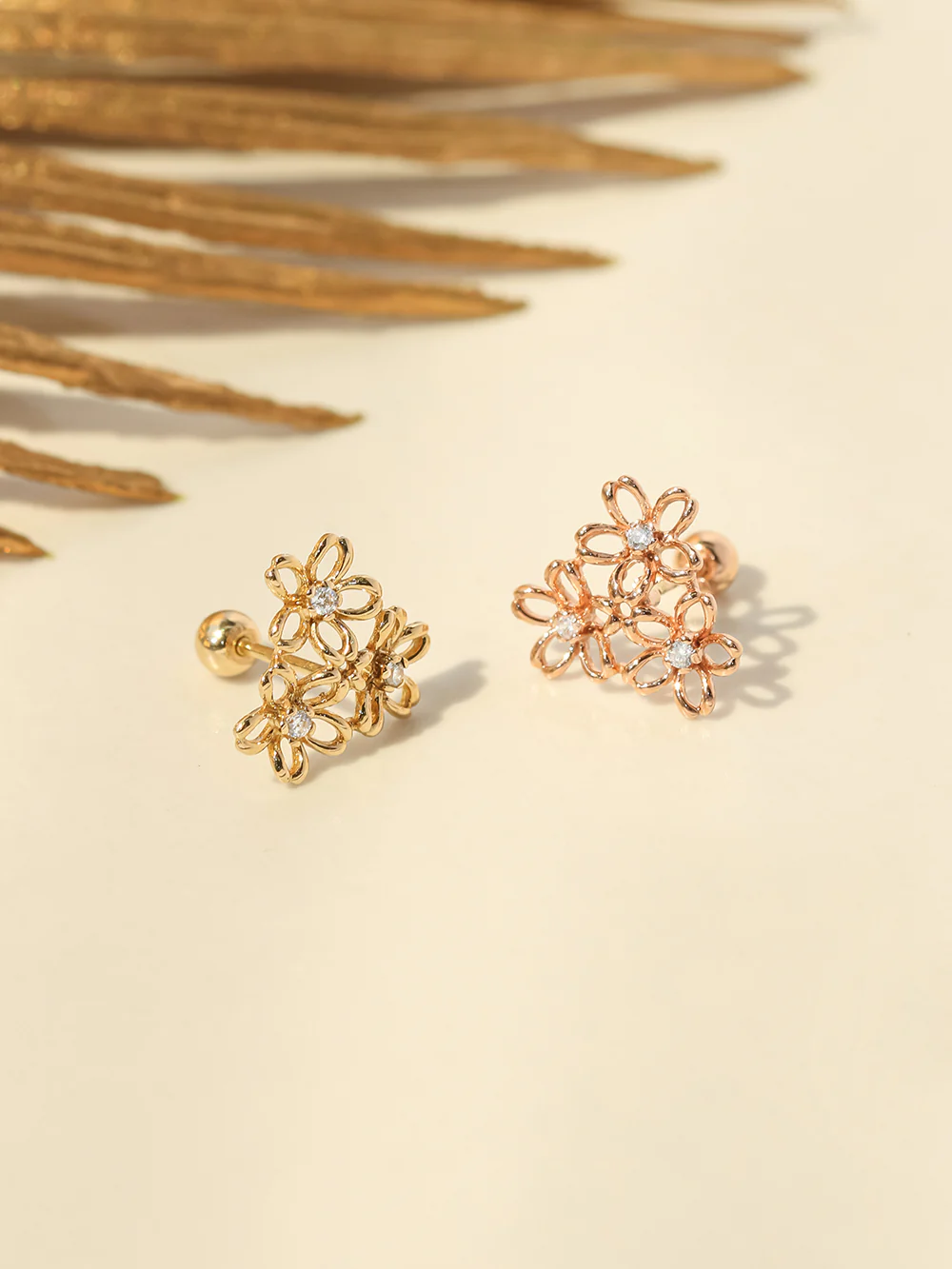 14K Gold Flower Garden Cartilage Earring 20G18G16G - Image 8