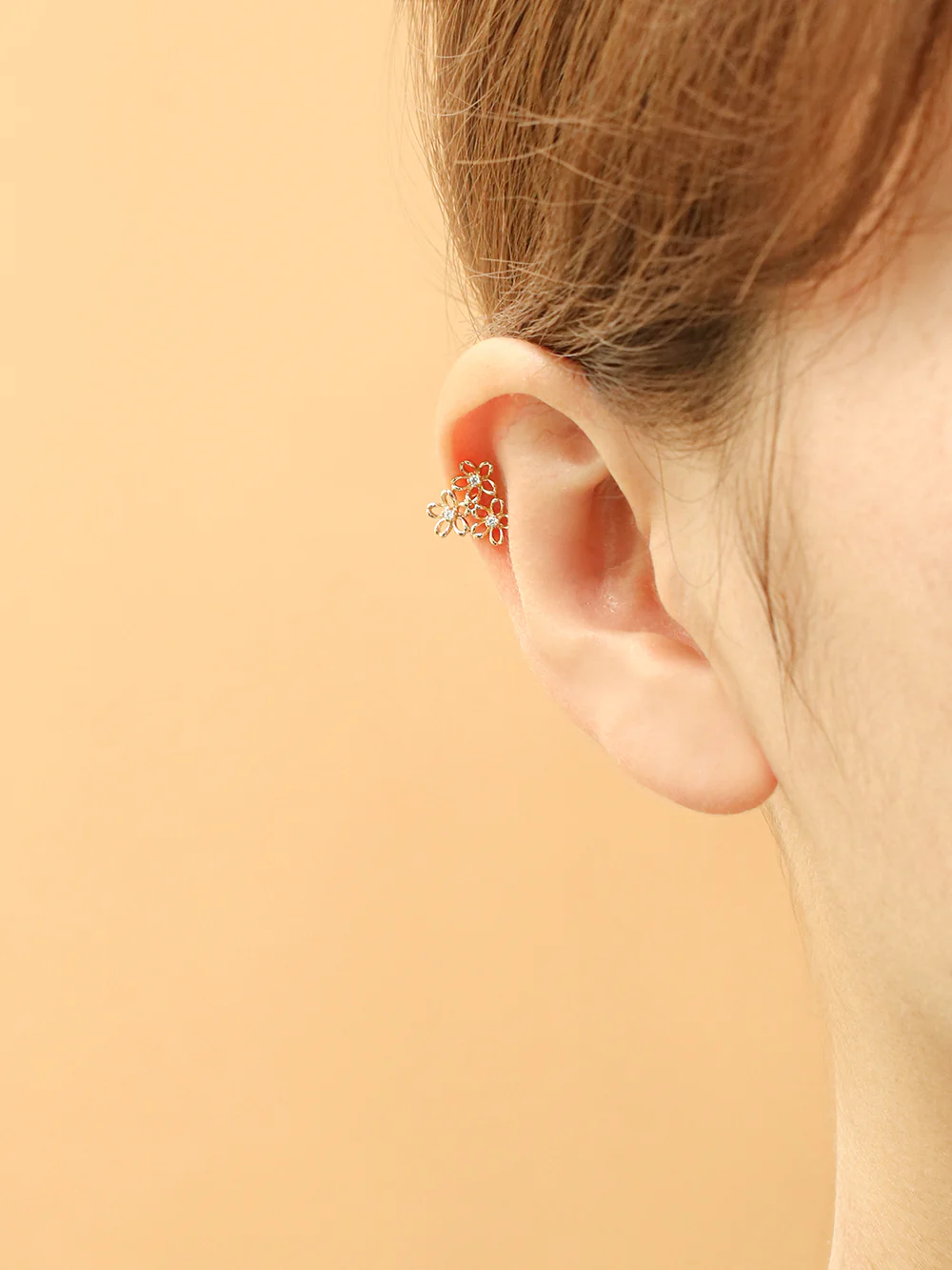 14K Gold Flower Garden Internally Threaded Labret Piercing 18G16G - Image 4