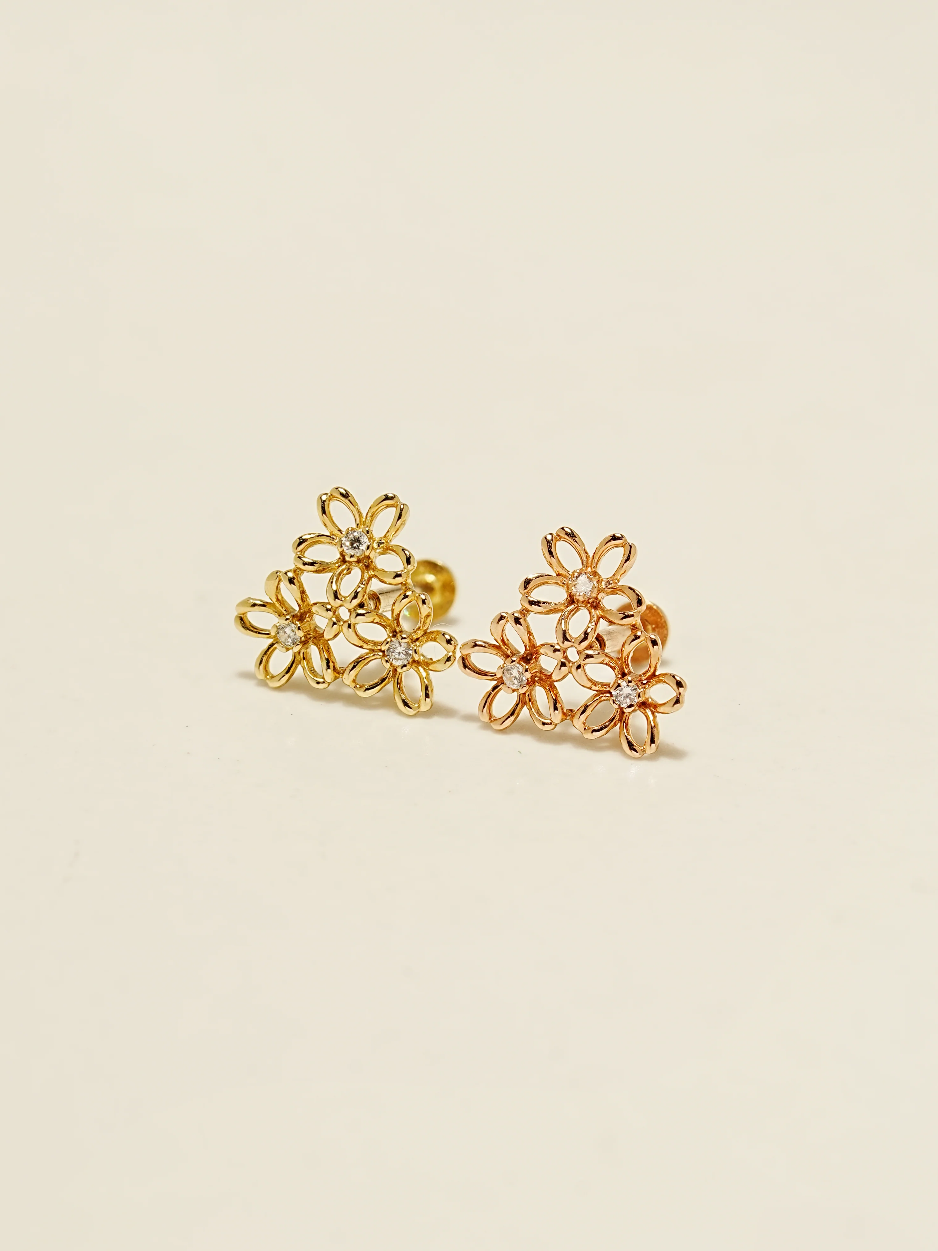 14K Gold Flower Garden Internally Threaded Labret Piercing 18G16G - Image 7