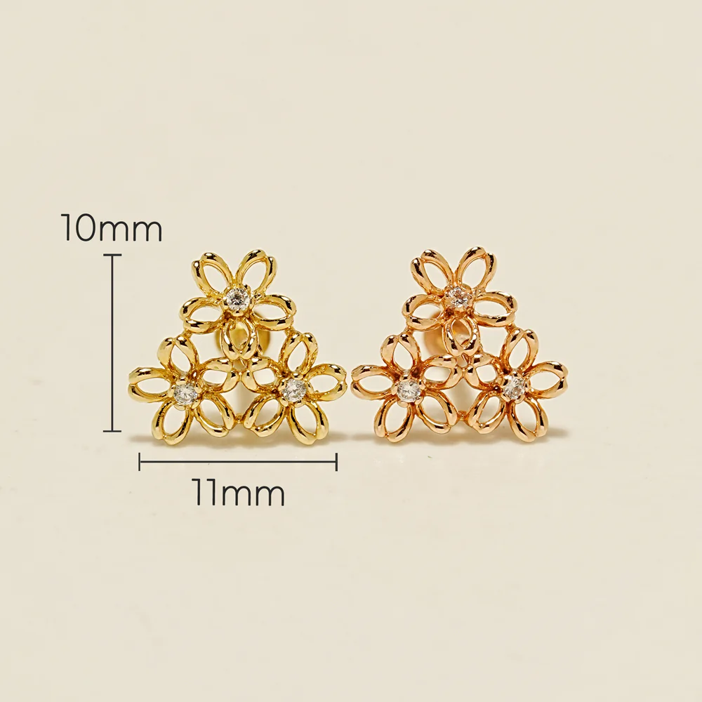 14K Gold Flower Garden Internally Threaded Labret Piercing 18G16G - Image 9