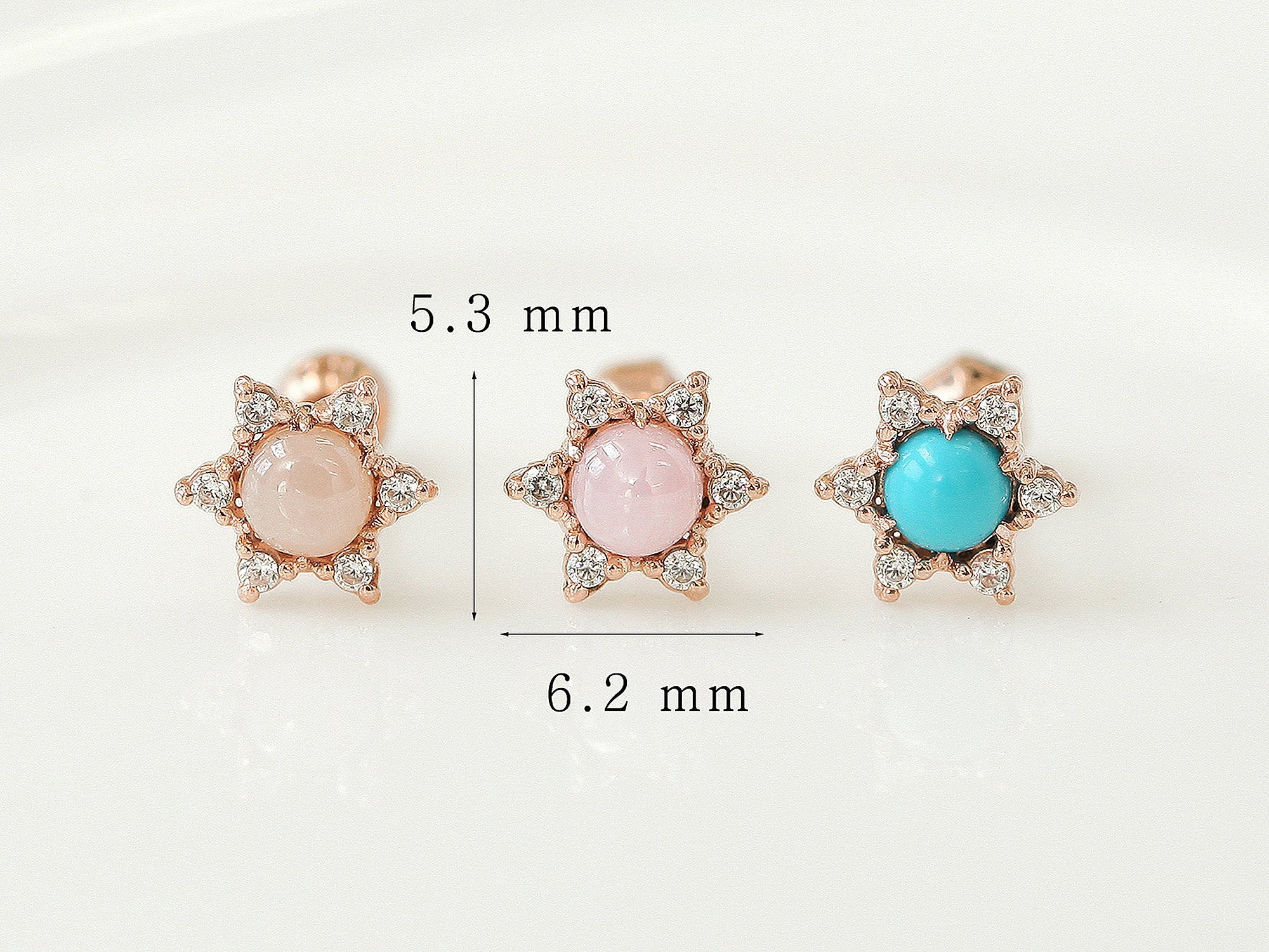 14K Gold Flower Gemstone Cartilage Earring 18G16G - Image 10