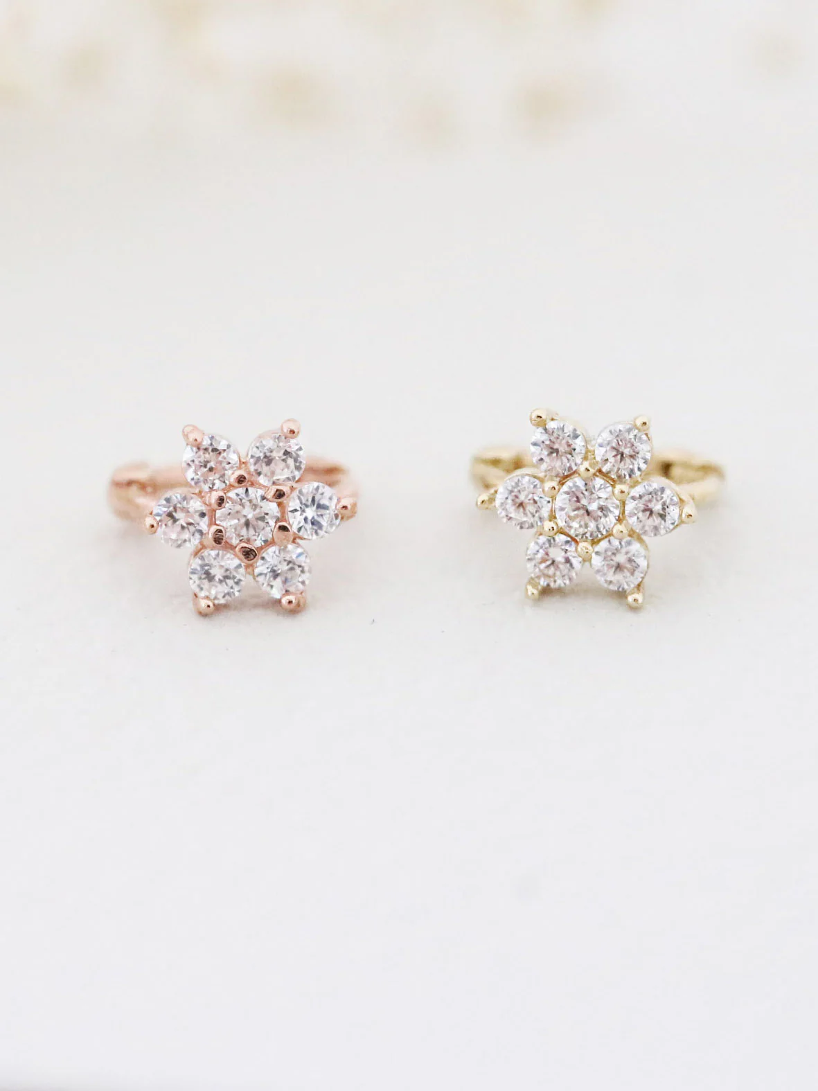 14K Gold Flower Hoop Earring - Image 3