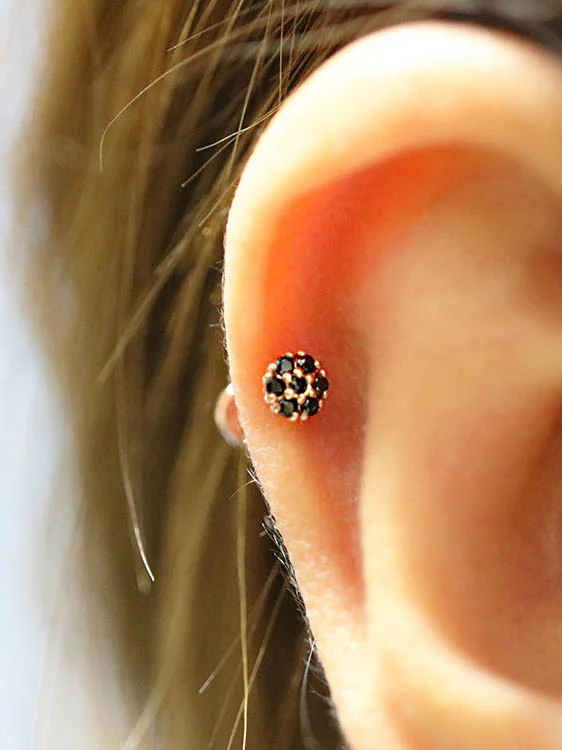 14K Gold Flower Tragus Labret Piercing 18G16G - Image 6