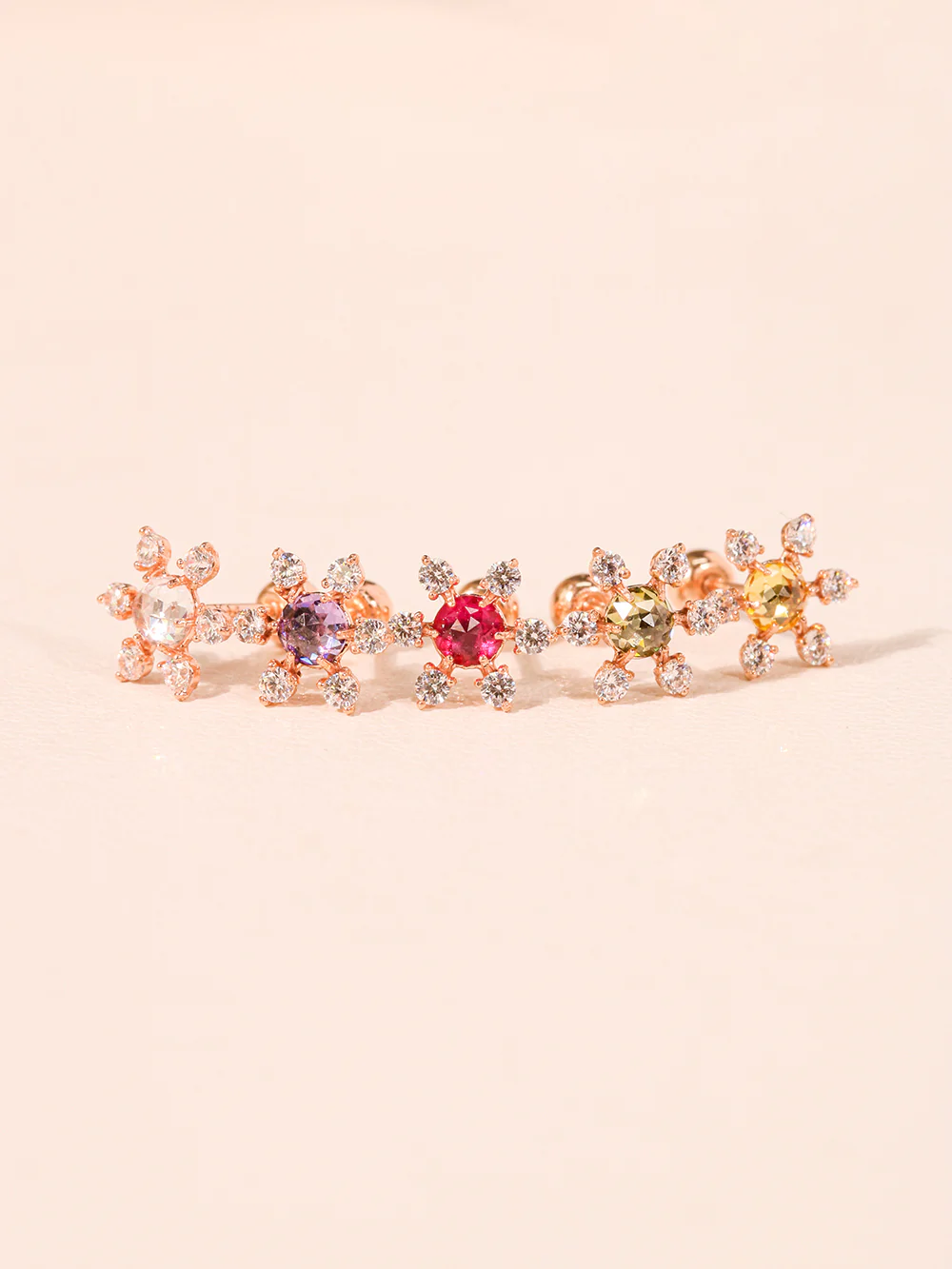 14K Gold Flower Rose-Cut Cubic Cartilage Earring 20G18G16G - Image 9