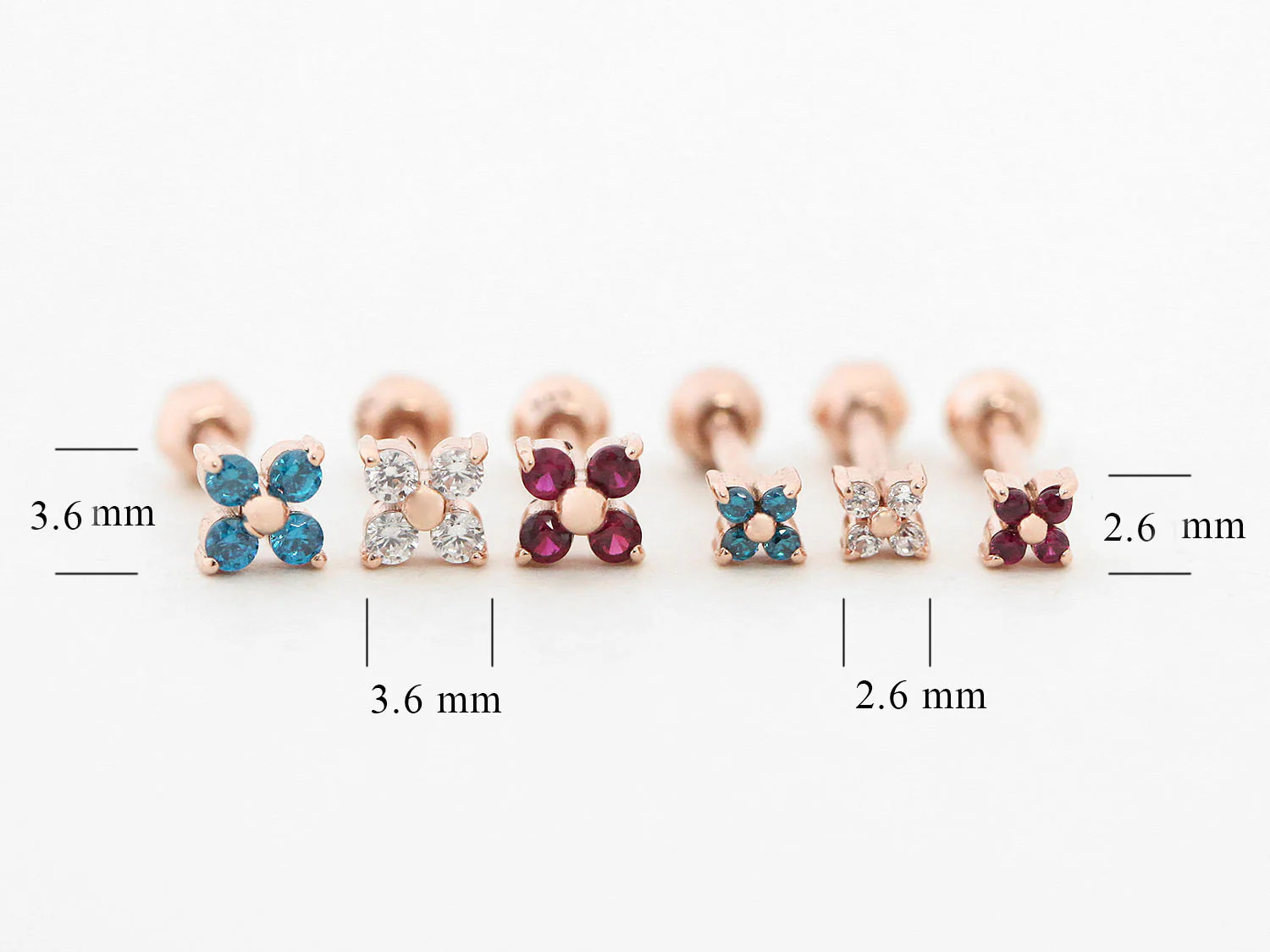 14K Gold Four Leaf Clover Flower Cartilage Earring 18G16G - Image 11