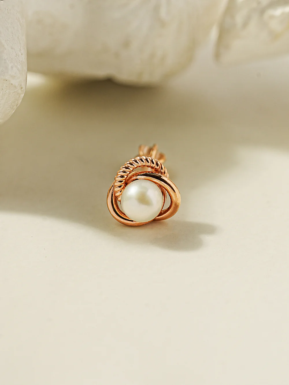 14K Gold Freesia Pearl Cartilage Earring 18G16G - Image 5