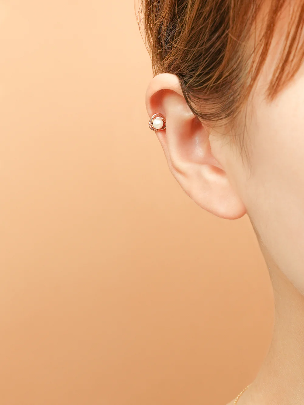 14K Gold Freesia Pearl Cartilage Earring 18G16G - Image 6