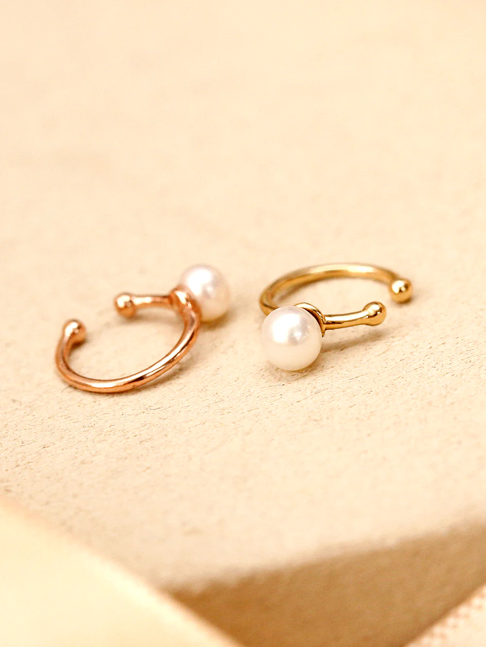 14K Gold Fresh Water Pearl Slim Inner Conch Ear Cuff - Image 6