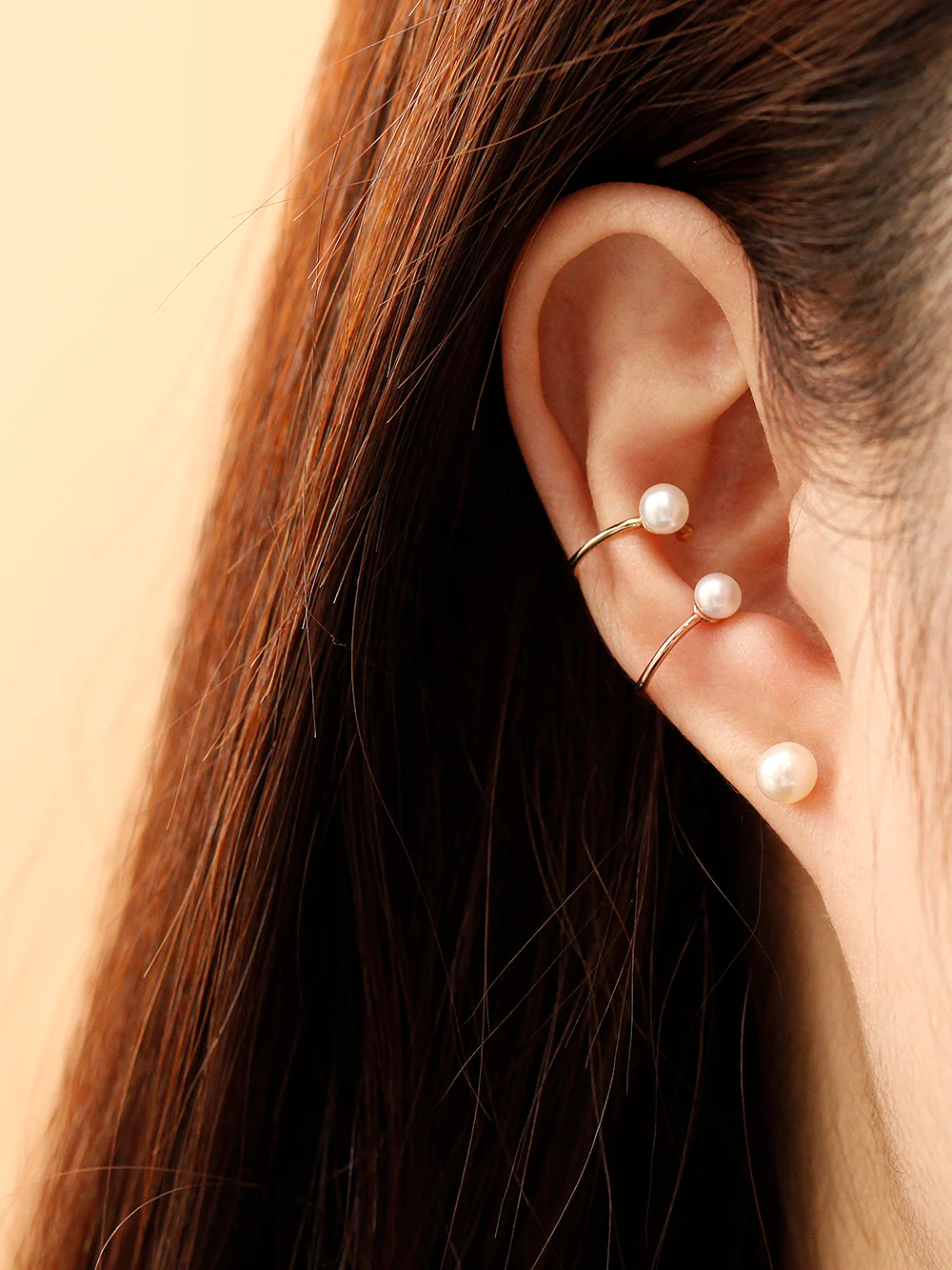 14K Gold Fresh Water Pearl Slim Inner Conch Ear Cuff - Image 7
