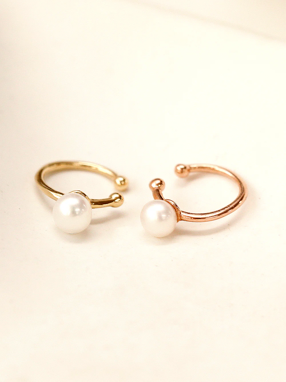 14K Gold Fresh Water Pearl Slim Inner Conch Ear Cuff - Image 8