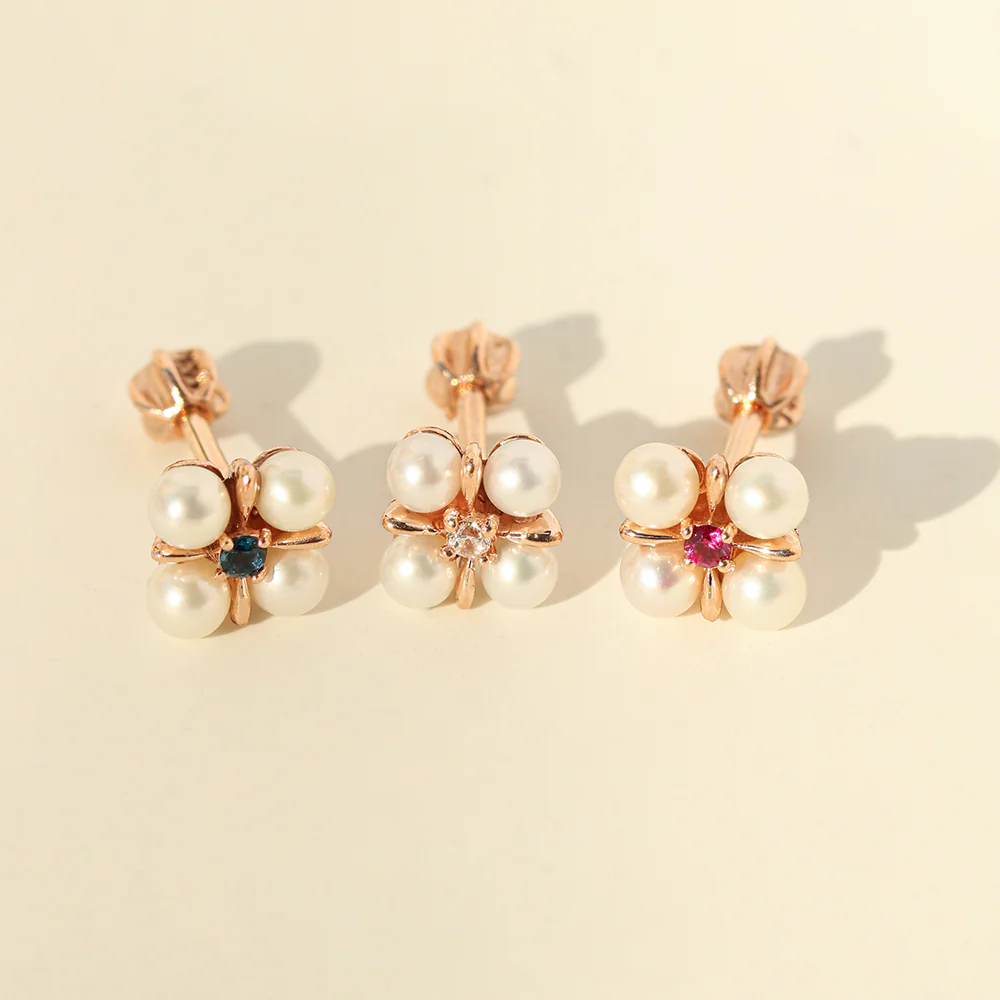 14K Gold Fresh Water Pearl Square CZ Cartilage Earring 18G16G - Image 13