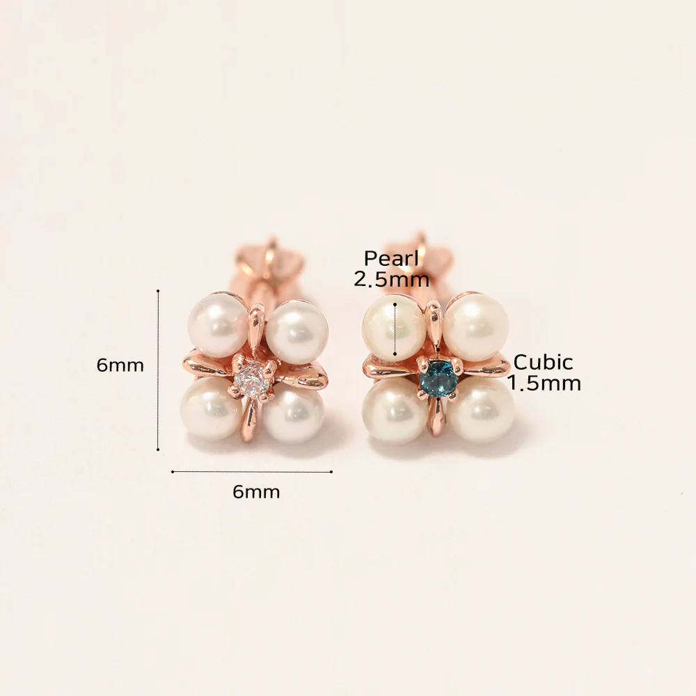 14K Gold Fresh Water Pearl Square CZ Cartilage Earring 18G16G - Image 17