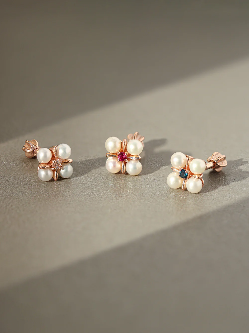 14K Gold Fresh Water Pearl Square CZ Cartilage Earring 18G16G - Image 5