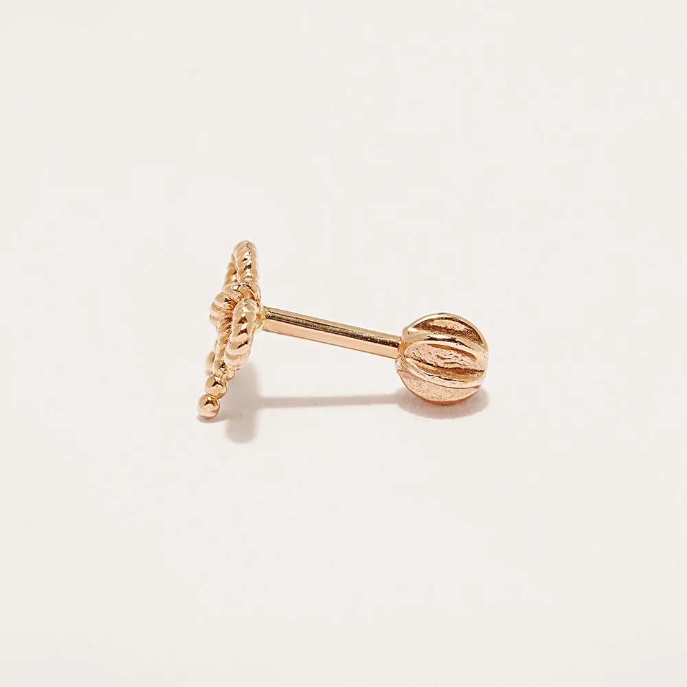 14K Gold Frill Ribbon Cartilage Earring 18G16G - Image 11