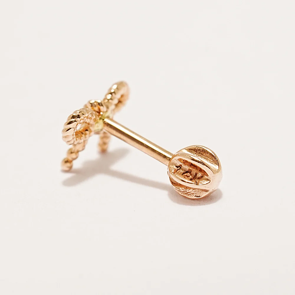 14K Gold Frill Ribbon Cartilage Earring 18G16G - Image 12
