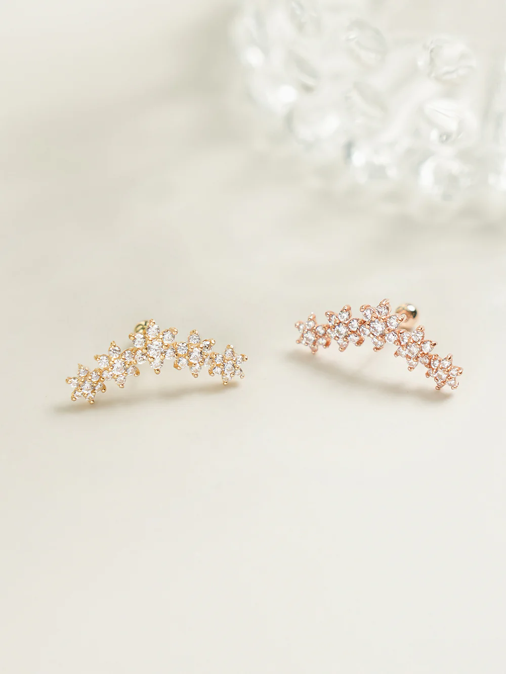 14K Gold Garland Cubic Flower Cartilage Earring 20G18G16G - Image 10