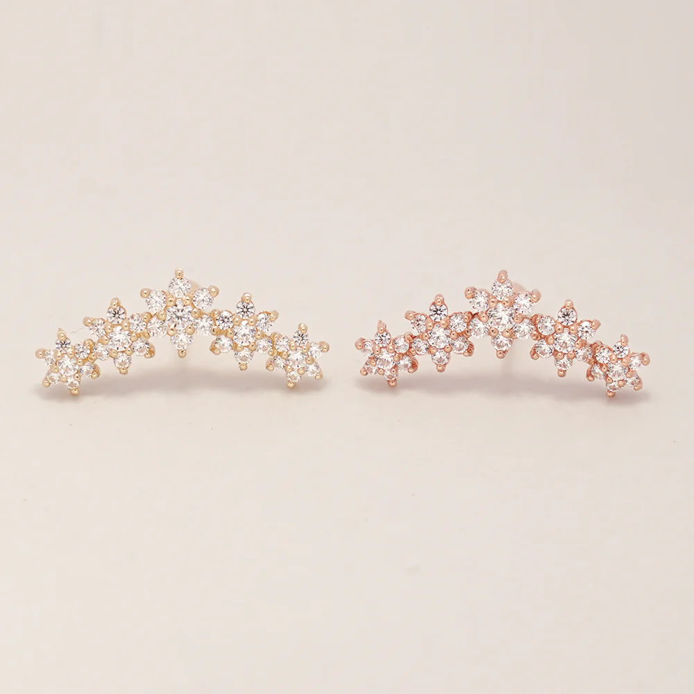 14K Gold Garland Cubic Flower Cartilage Earring 20G18G16G - Image 11