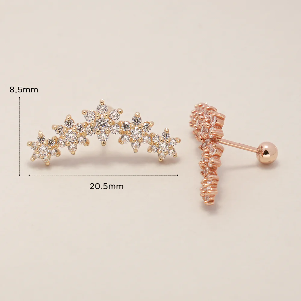 14K Gold Garland Cubic Flower Cartilage Earring 20G18G16G - Image 12