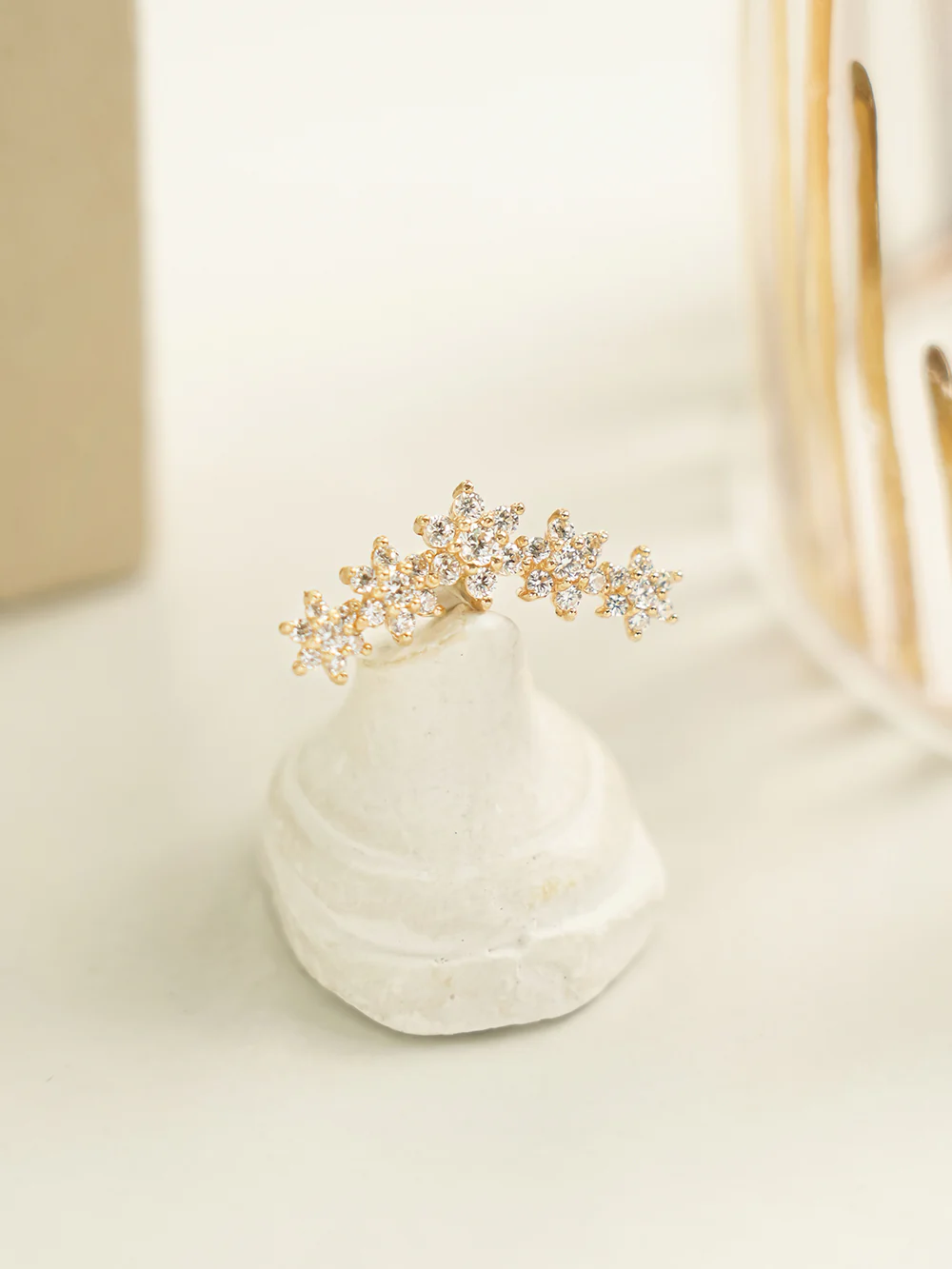 14K Gold Garland Cubic Flower Cartilage Earring 20G18G16G - Image 4
