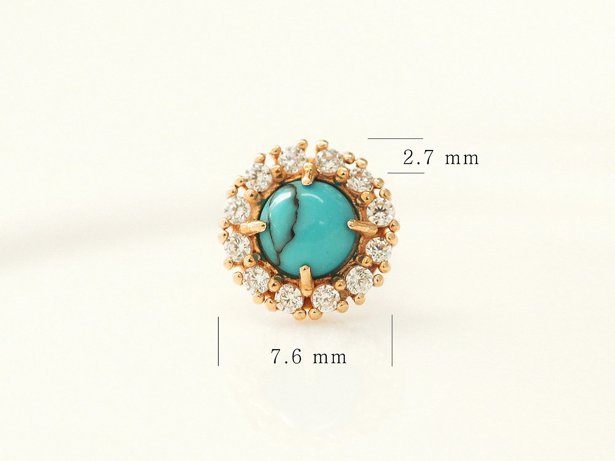 14K Gold Turquoise Stone Cartilage Earring 18G16G - Image 6