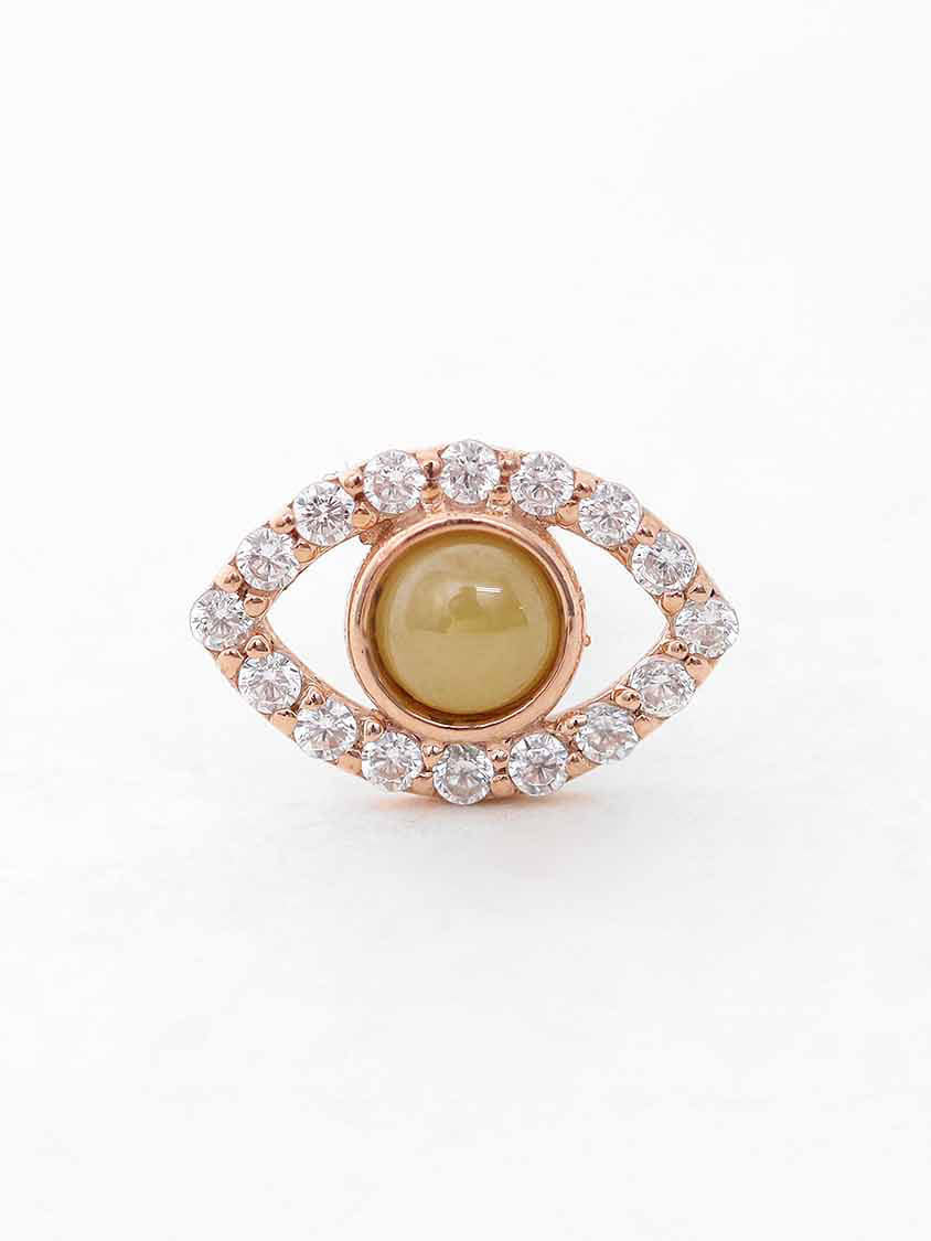 14K Gold Gemstone Evil Eye Cartilage Earring 18G16G - Image 4