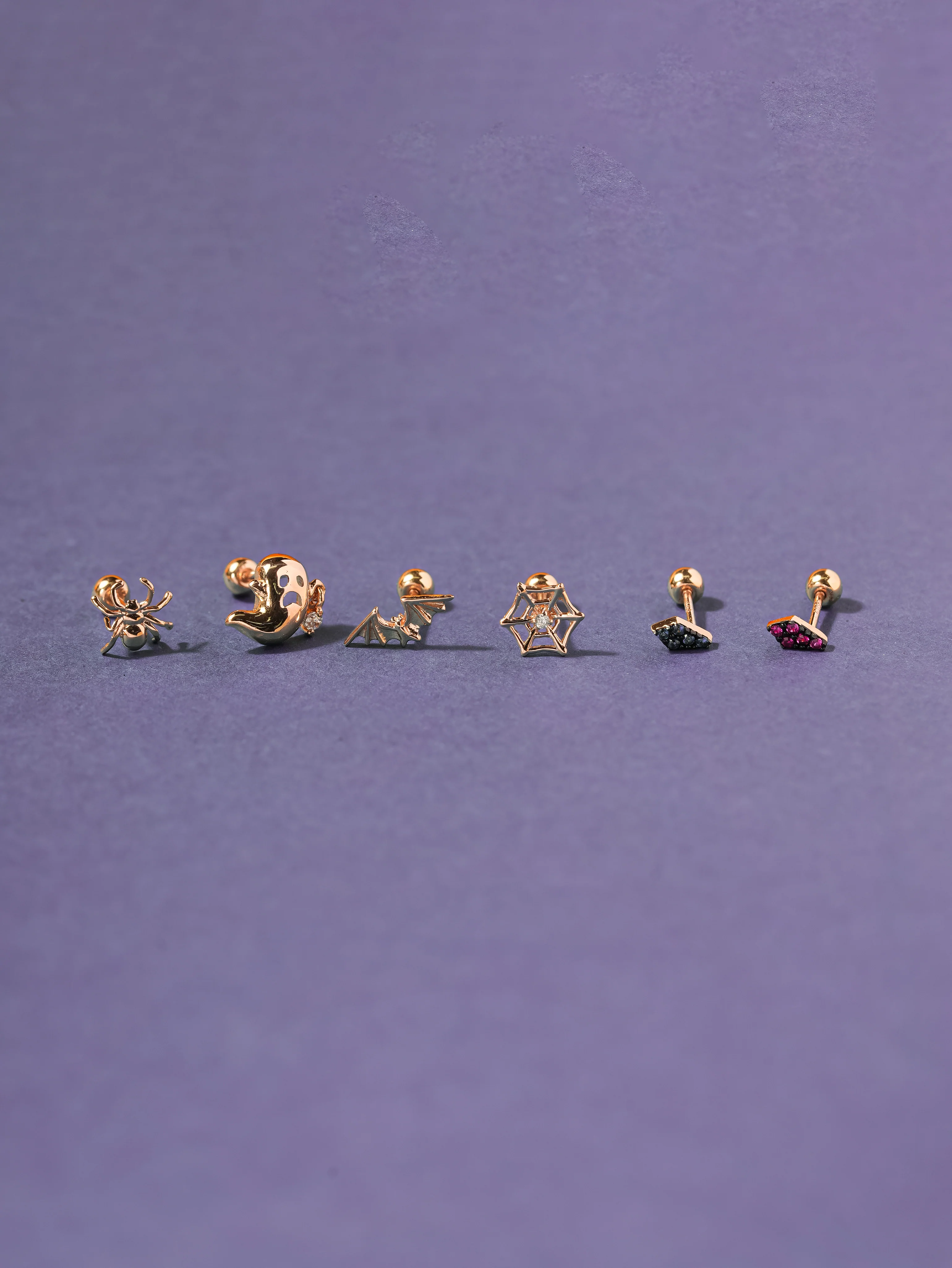 14K Gold Happy Halloween Cartilage Earrings Collection 20G18G - Image 2