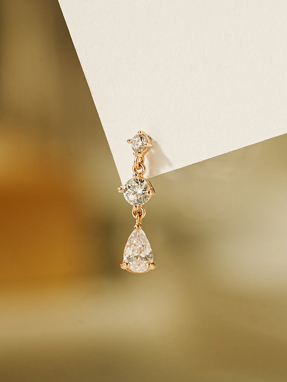 14K Gold Glass Cubic Drop Cartilage Earring 20G - Image 5
