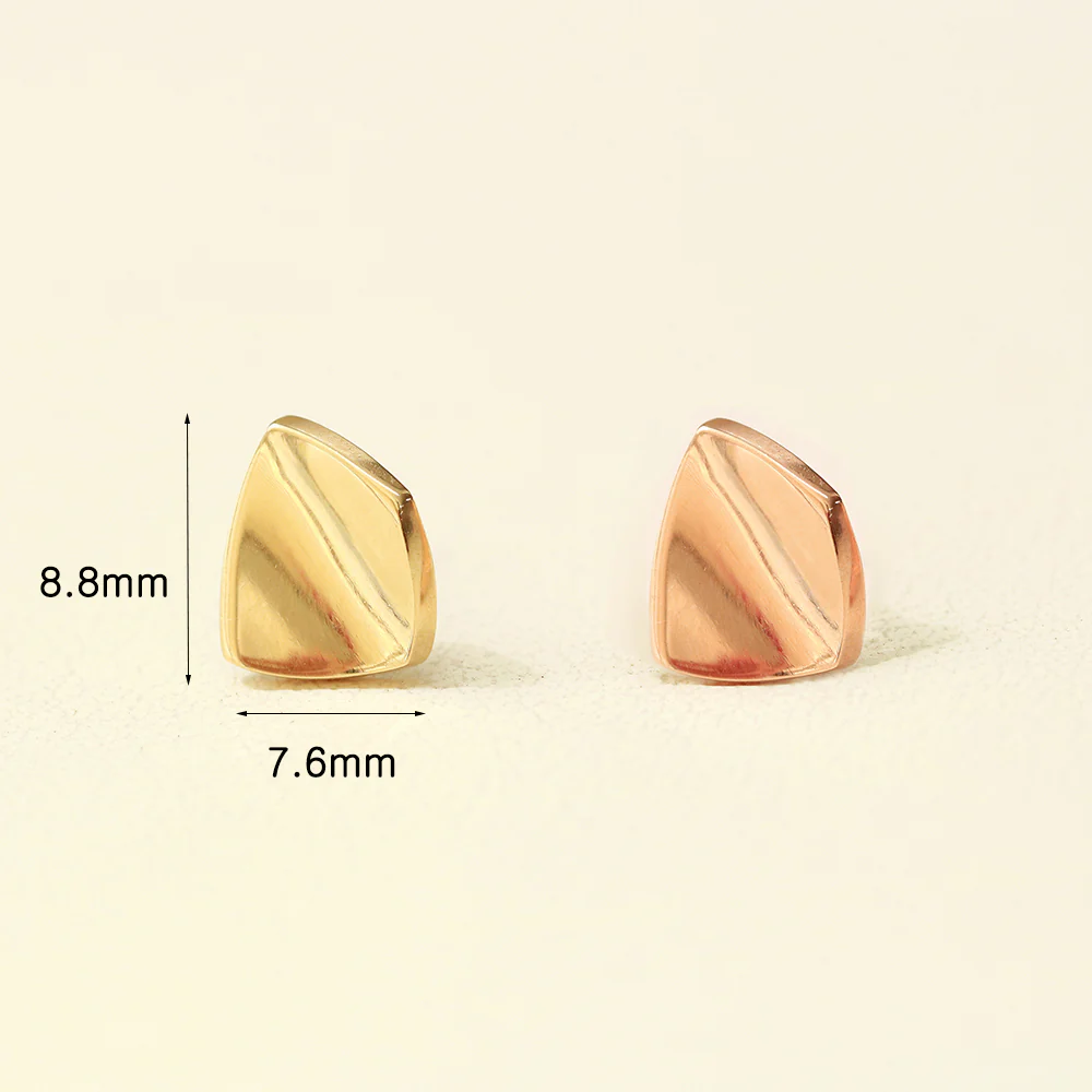 14K Gold Glossy Wavy Square Earring 20G18G16G - Image 8