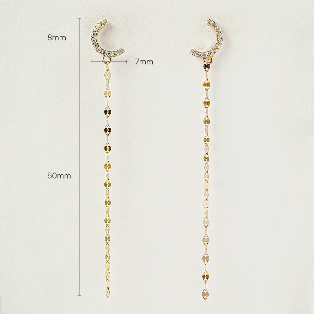 14K Gold Half Circle Long Chain Drop Cartilage Earring 20G18G16G - Image 15