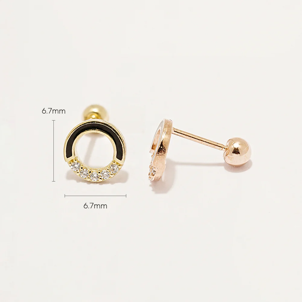 14K Gold Half Cubic Circle Cartilage Earring 20G - Image 5
