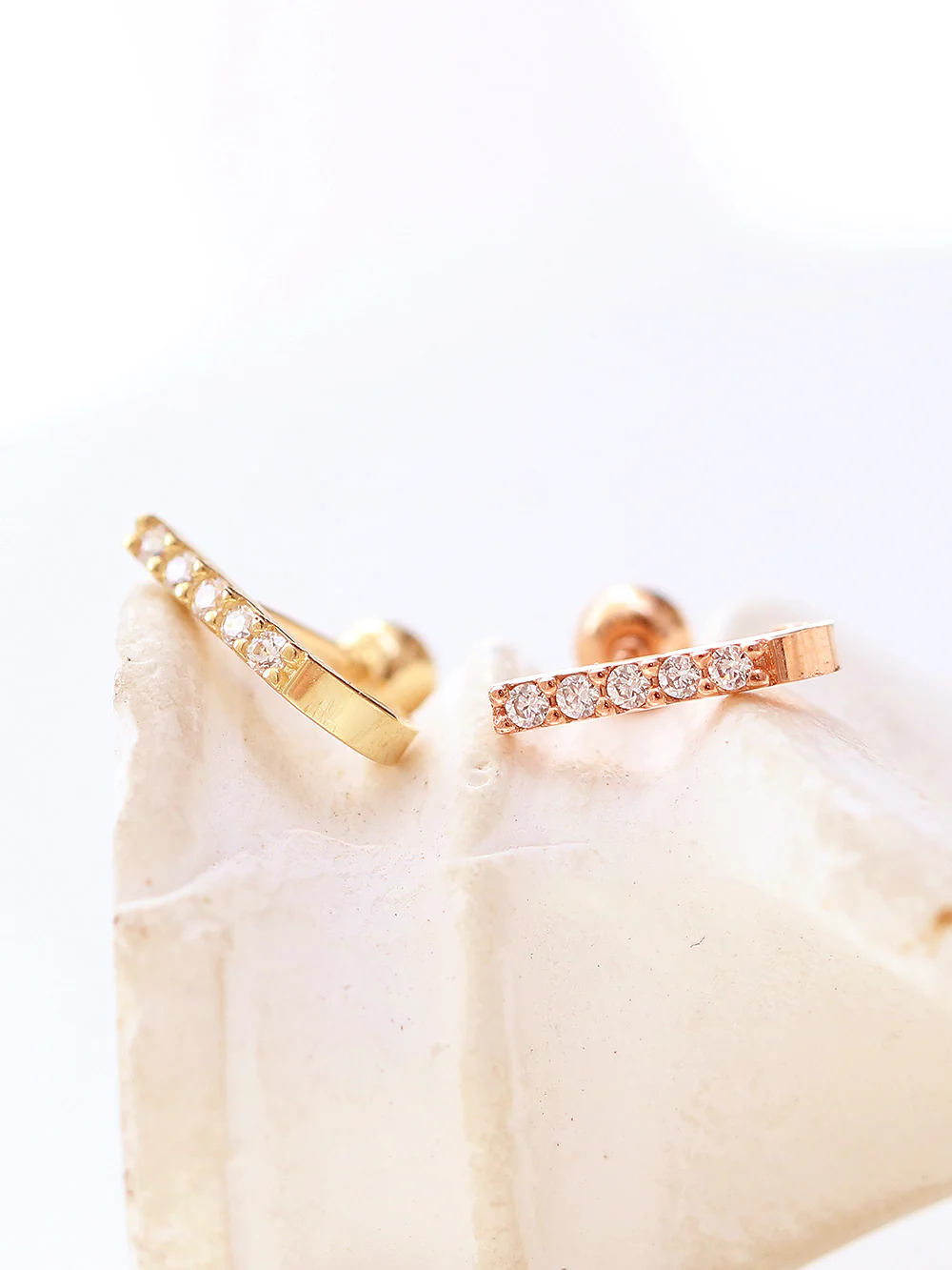 14K gold Half Cubic Ear Cuff cartilage earring 20g - Image 2