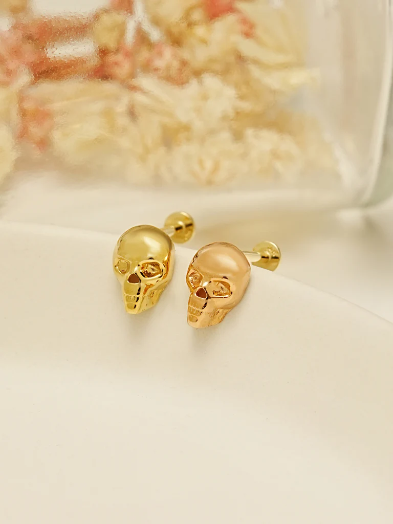 14K Gold Halloween Internally Threaded Labret Piercing Collection 18G16G - Image 16