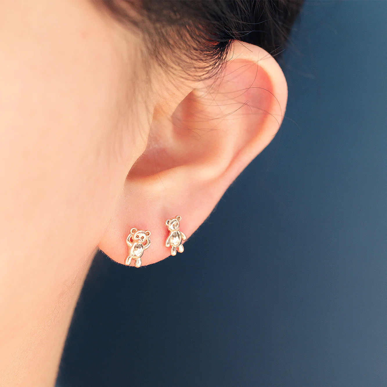 14K Gold Hands Bears Cartilage Earring 18G16G - Image 10